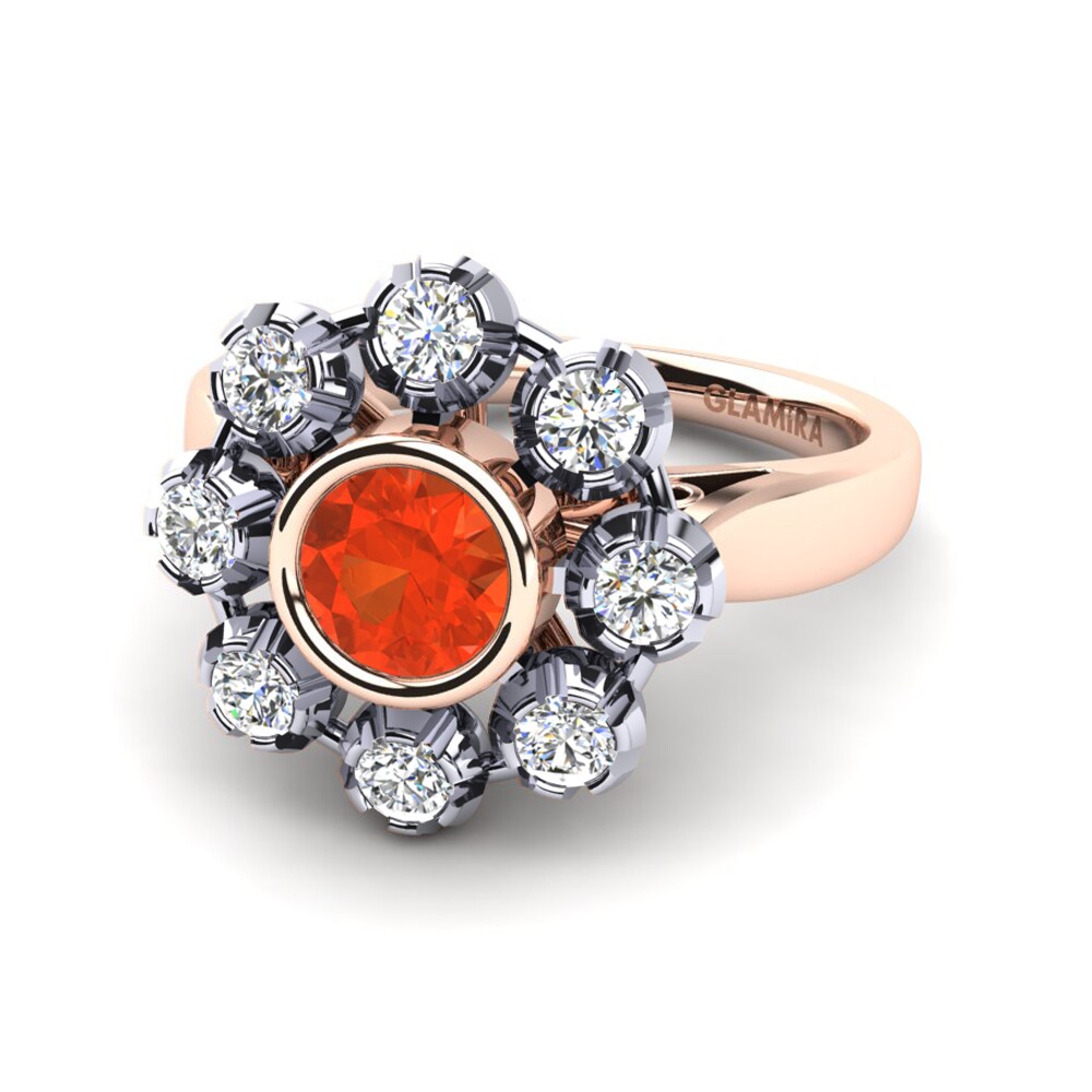 14ct Rose & White Gold Fire Opal Ring Primrose