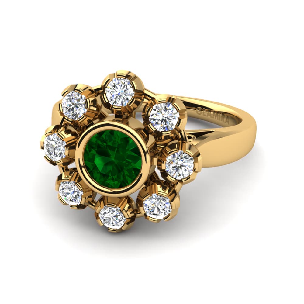 14ct Yellow Gold Emerald (Lab Created) Ring Primrose