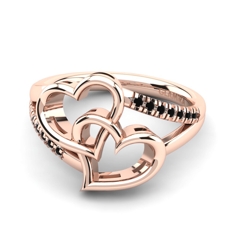 14ct Rose Gold Black Onyx Ring Begonia