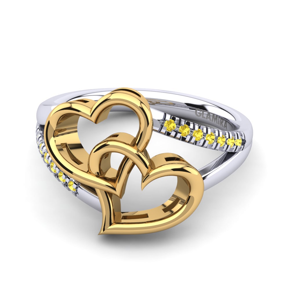 14ct White & Yellow Gold Yellow Sapphire Ring Begonia