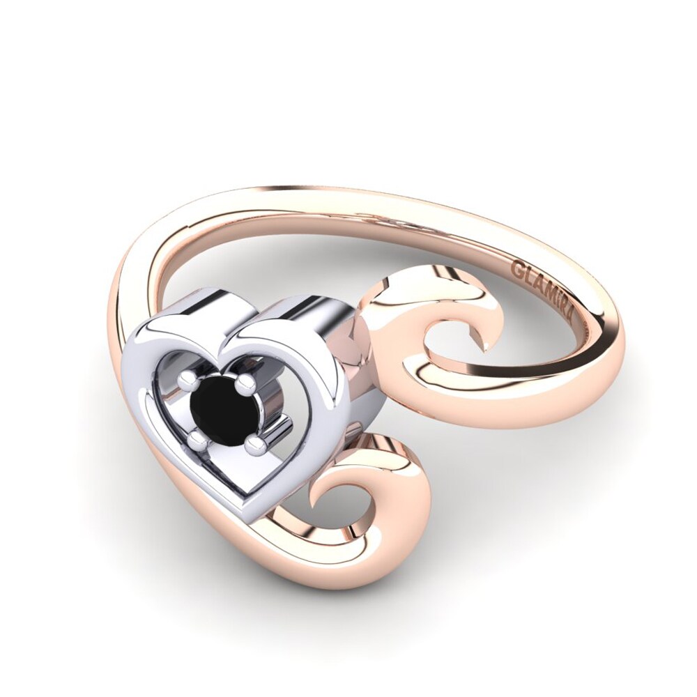9ct Rose & White Gold Black Diamond Ring Vega