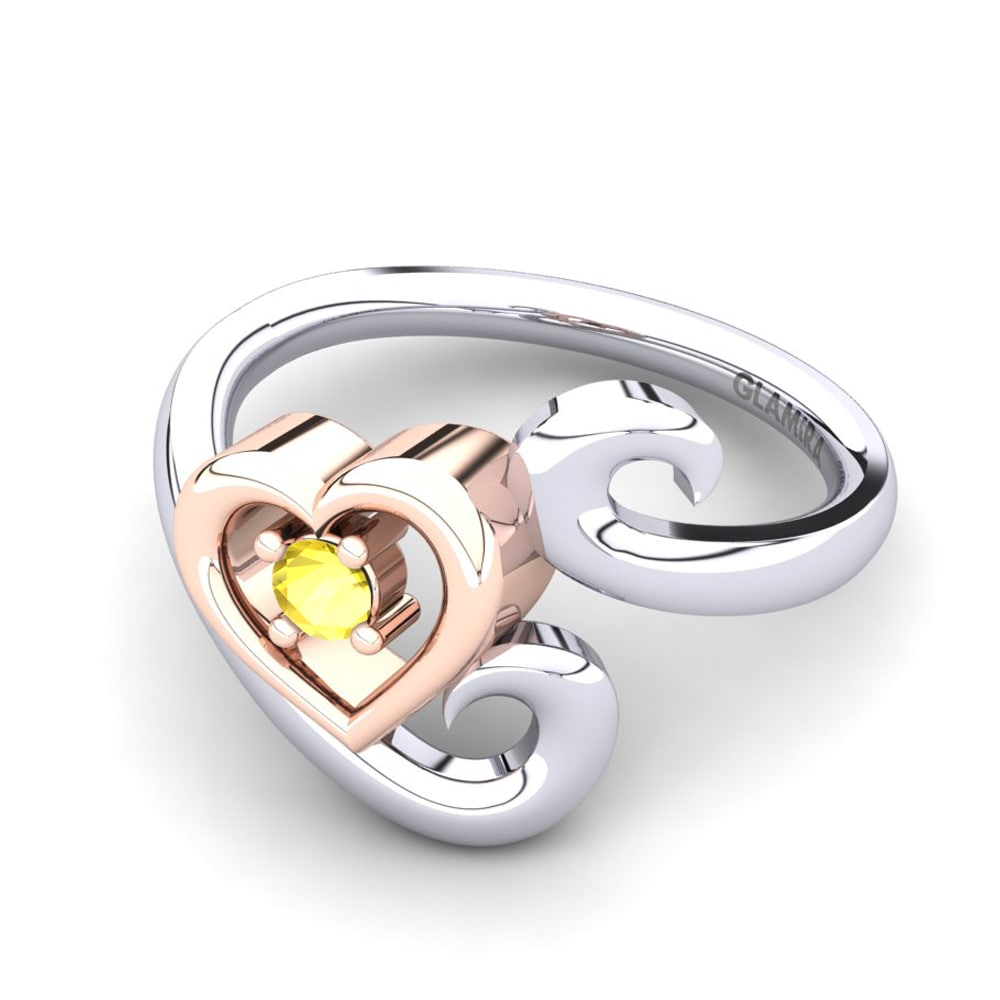 14ct White & Rose Gold Yellow Sapphire Ring Vega