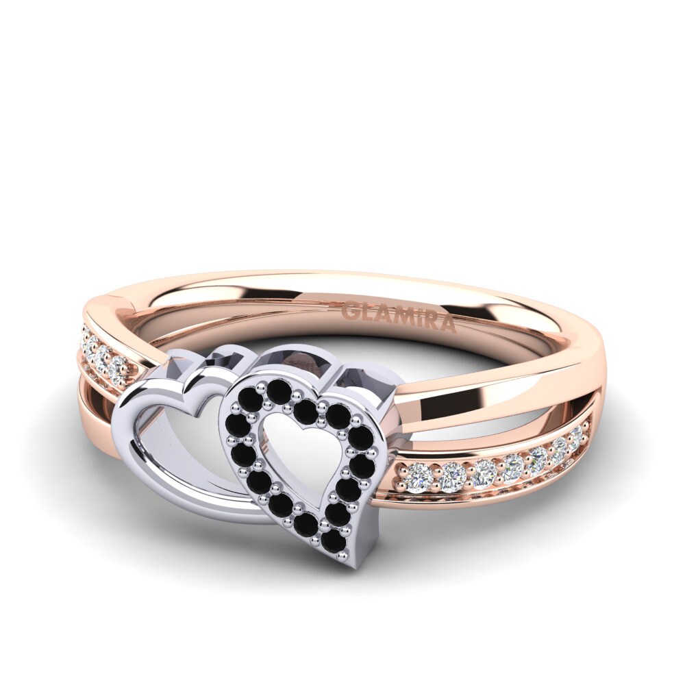 14ct Rose & White Gold Black Onyx Ring Verde