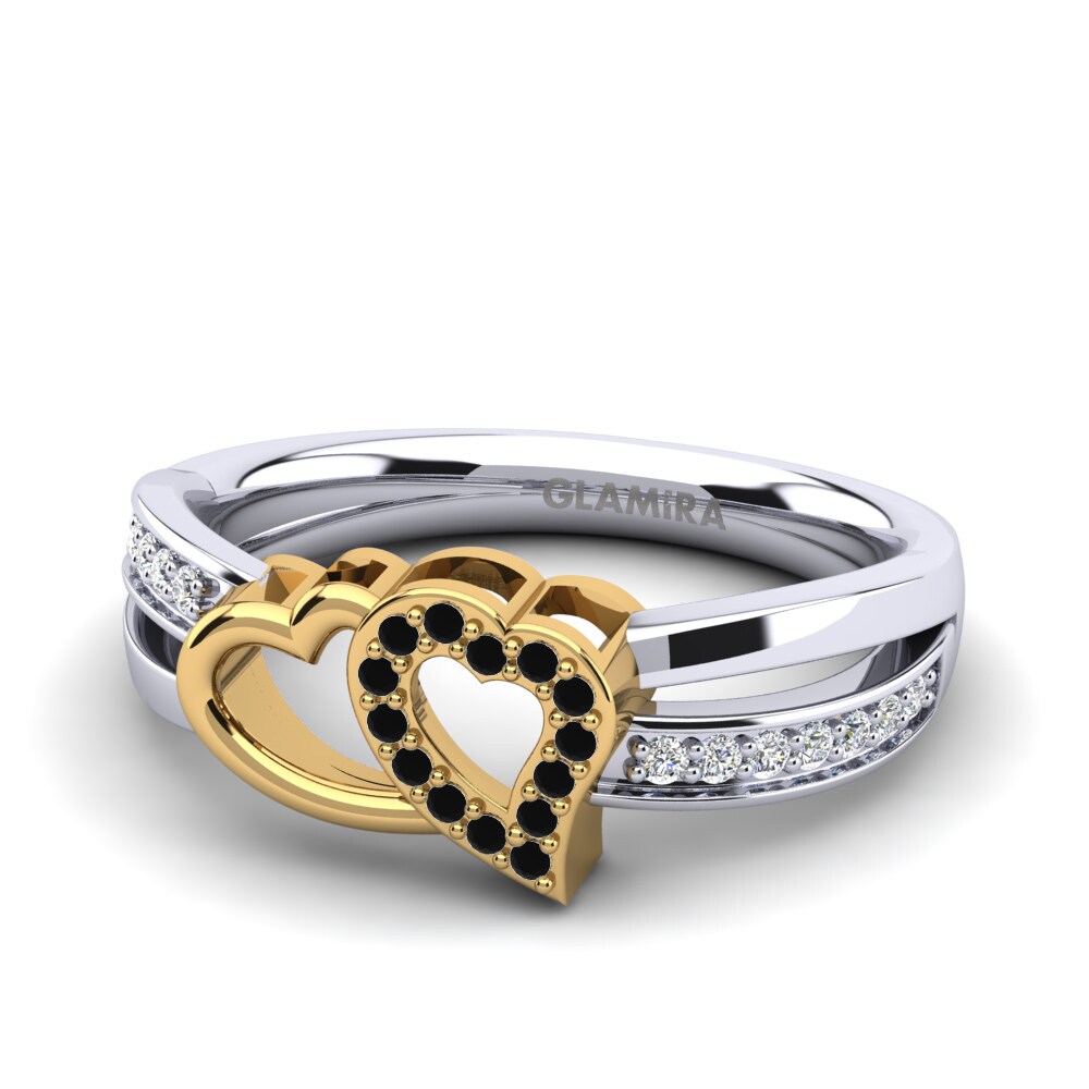 9ct White & Yellow Gold Black Onyx Ring Verde