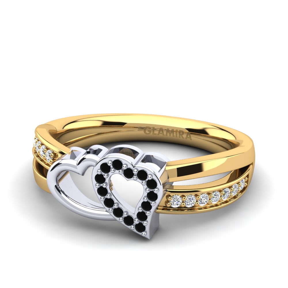 18ct Yellow & White Gold Black Diamond Ring Verde