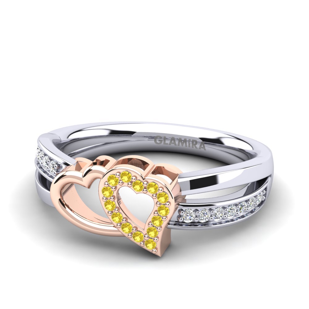 14ct White & Rose Gold Yellow Sapphire Ring Verde
