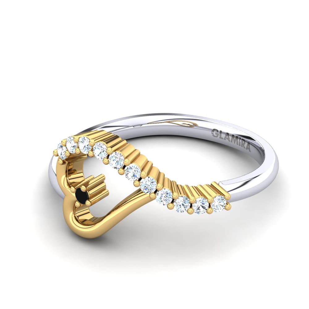 9ct White & Yellow Gold Black Onyx Ring Callainus