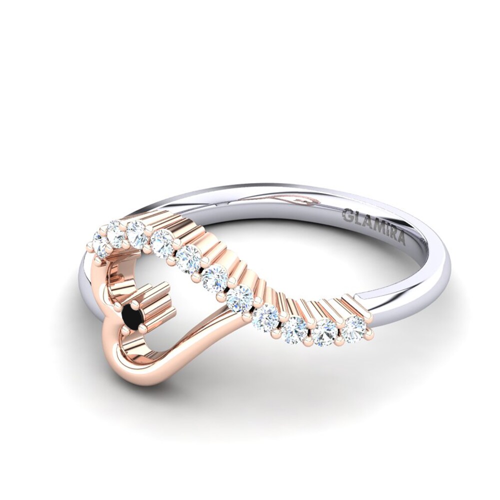 14ct White & Rose Gold Black Sapphire Ring Callainus