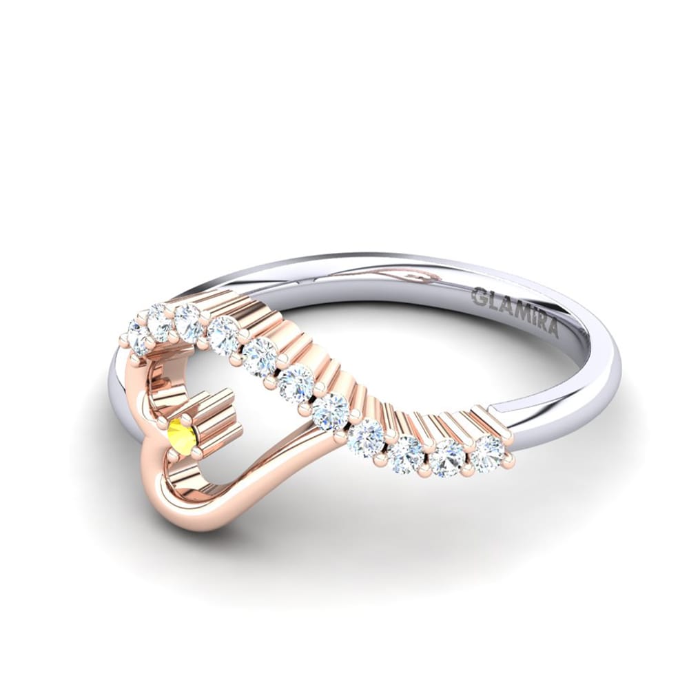 14ct White & Rose Gold Yellow Sapphire Ring Callainus
