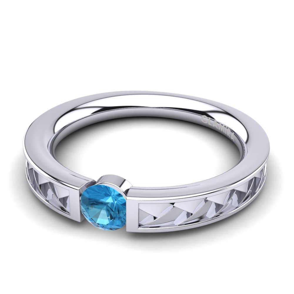 Topaze Bleue Bague de fiançailles Carnation