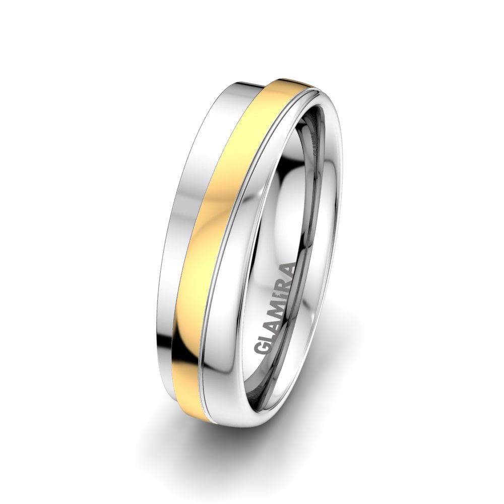 18k Yellow & White Gold Men's Wedding Ring Alluring Path 6mm