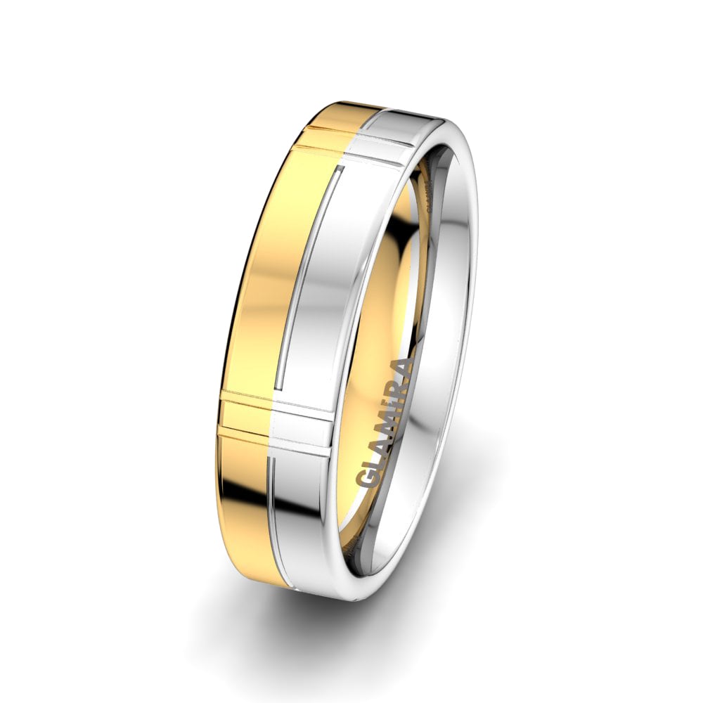 9k Yellow & White Gold Men's Wedding Ring Dynamic Angel 6mm