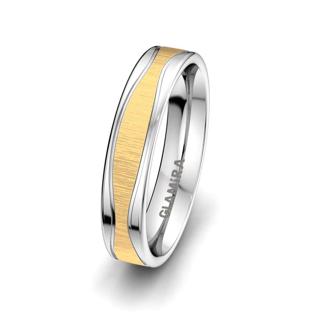 Anillo Boda Hombre Dynamic Desire 9k Oro Blanco / Amarillo