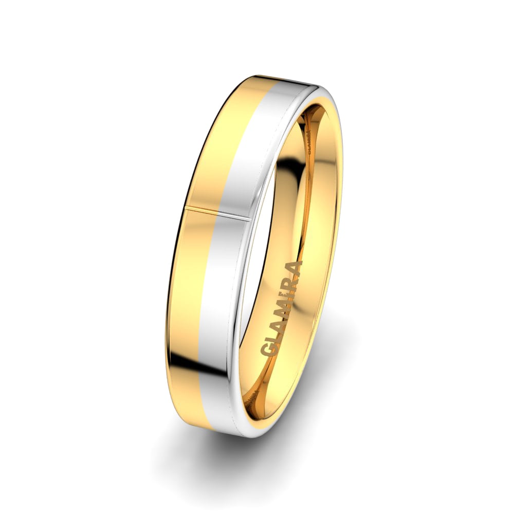 9k Yellow & White Gold Men's Wedding Ring Dynamic Trust