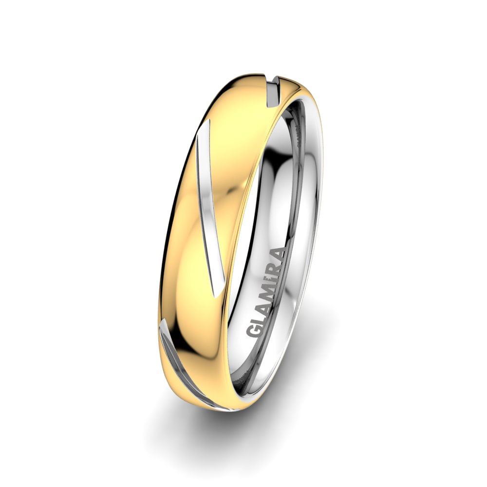 Anillo Boda Hombre Exotic Milkway 14k Oro Amarillo & Blanco