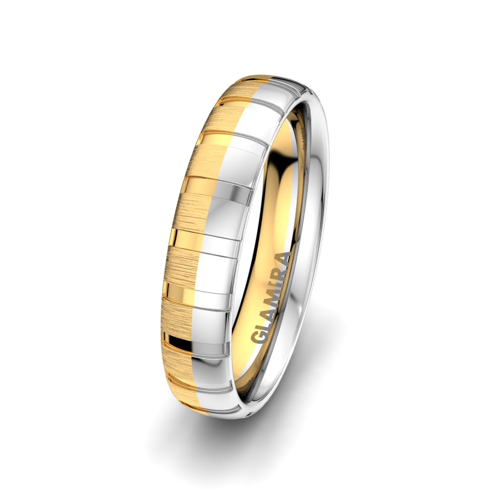 18k Yellow & White Gold Men's Wedding Ring Fantastic Courage 5mm