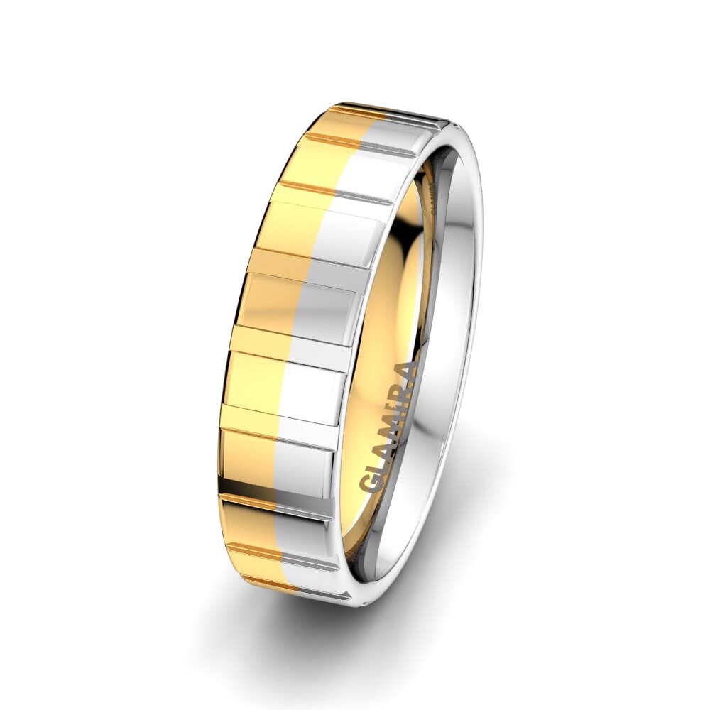 14k Yellow & White Gold Men's Wedding Ring Fantastic Courage 6mm