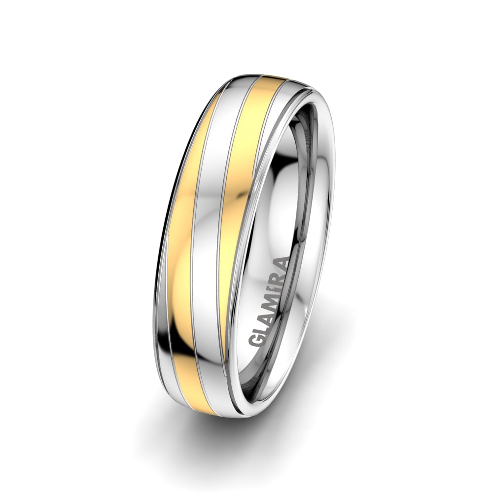 9k Yellow & White Gold Men's Wedding Ring Sensual Eye 6mm