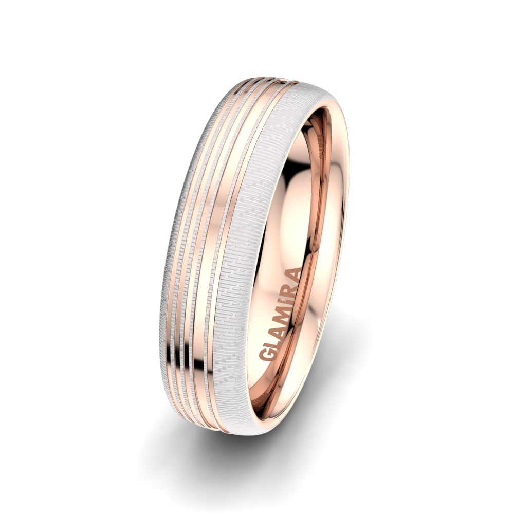 18k White & Rose Gold Men's Wedding Ring Infinite Lanscapes 6 mm