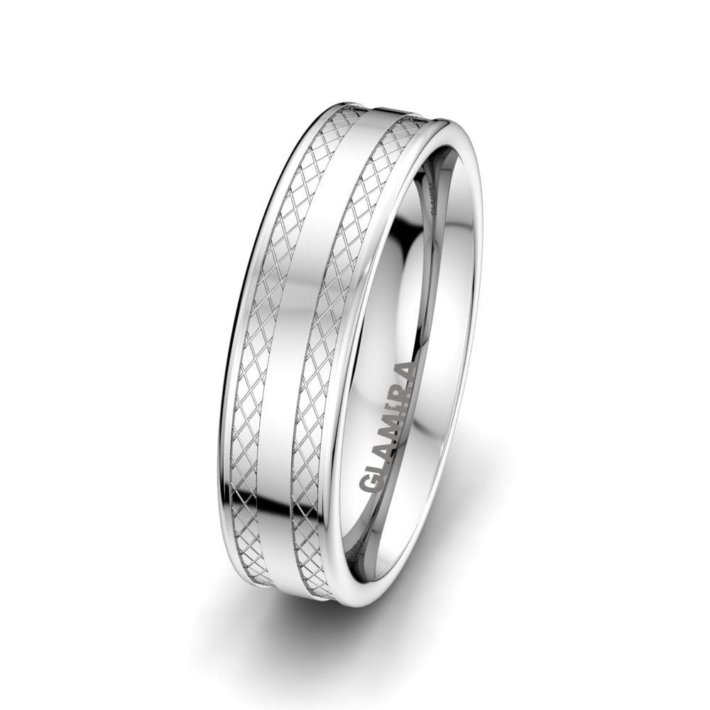 Exclusive Men’s Wedding Rings Men's Alluring Ground 6 mm 585 White Gold