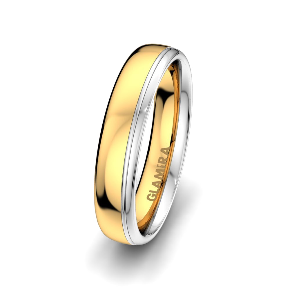 Anillo Boda Hombre Unique Luxury 5 mm 9k Oro Amarillo & Blanco