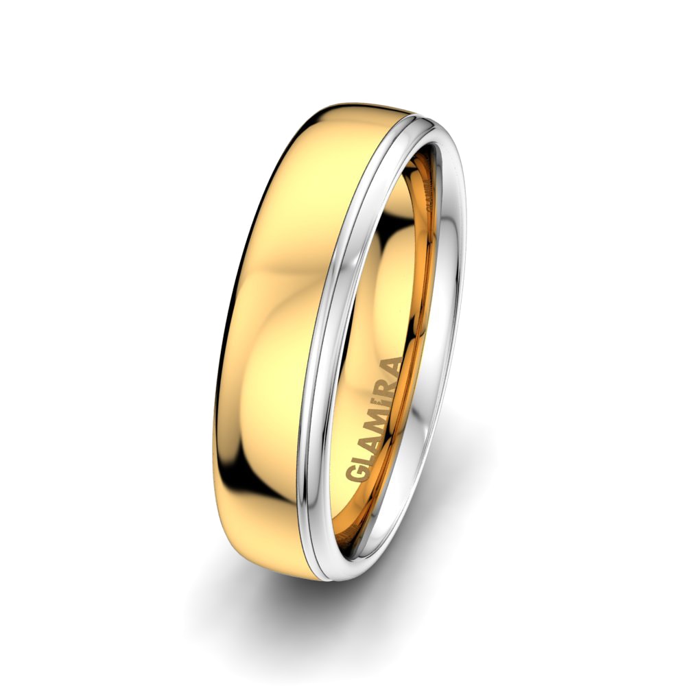 14k Yellow & White Gold Men's Wedding Ring Unique Luxury 6 mm