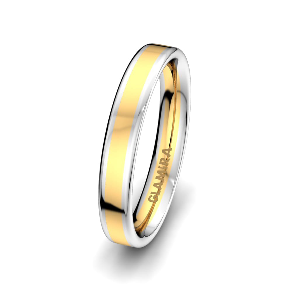 9k Yellow & White Gold Men's Wedding Ring Immortal Luxury 4 mm