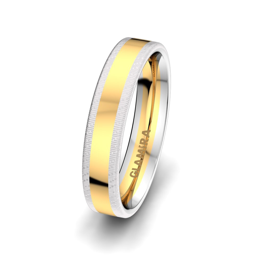 14k Yellow & White Gold Men's Wedding Ring Immortal Luxury 5 mm