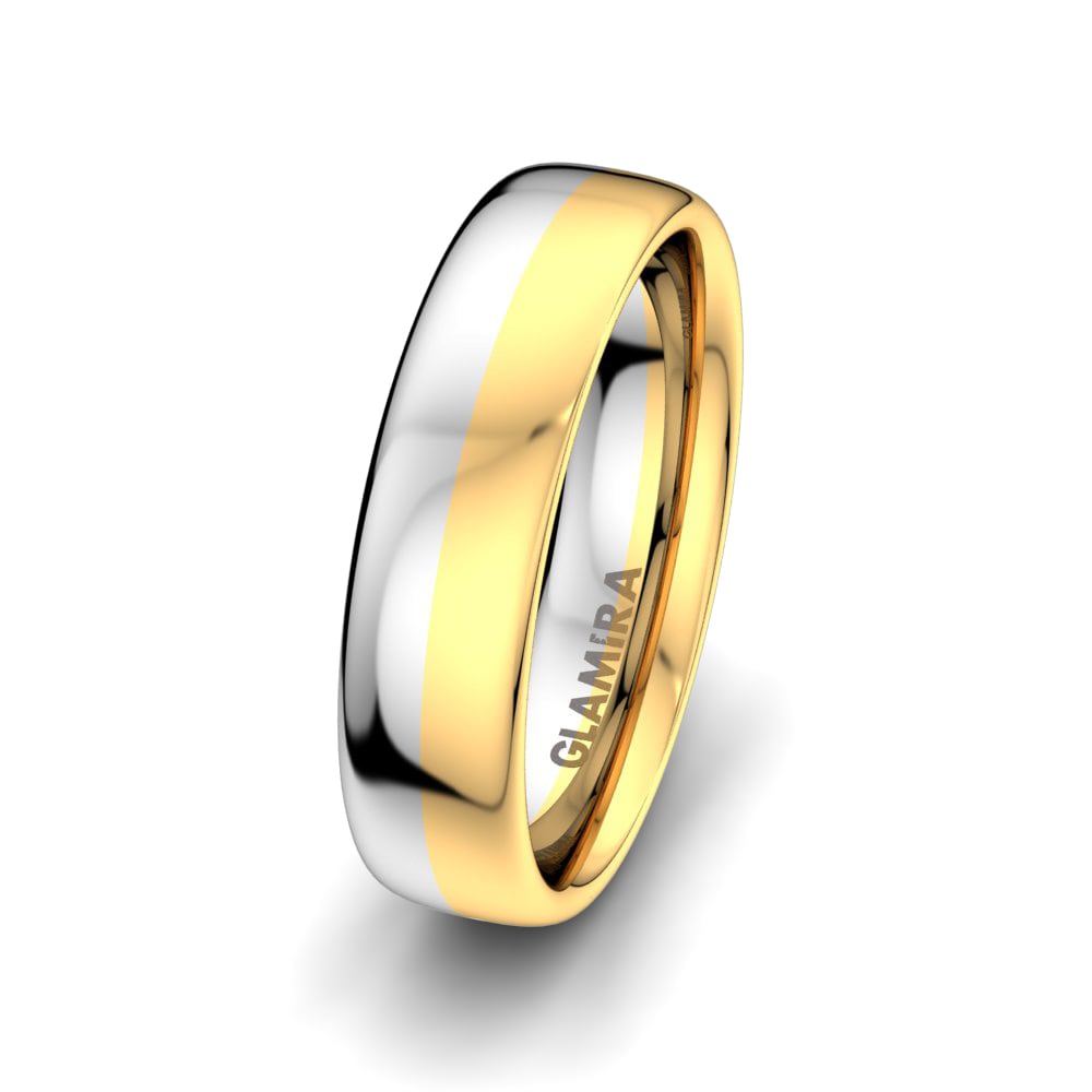 18k Yellow & White Gold Men's Wedding Ring Natural Sensation 6 mm