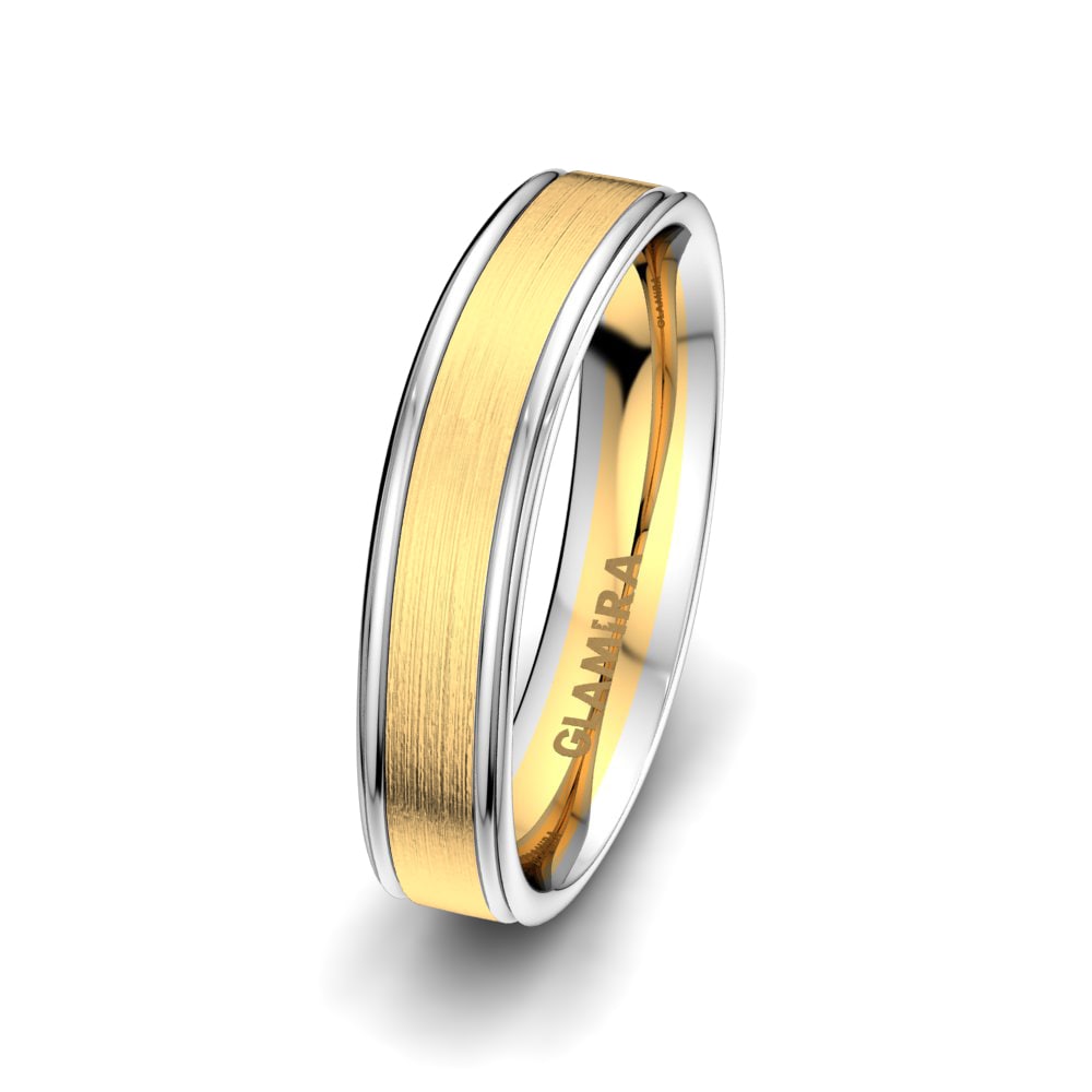 14k Yellow & White Gold Men's Wedding Ring Pure Hands 5 mm