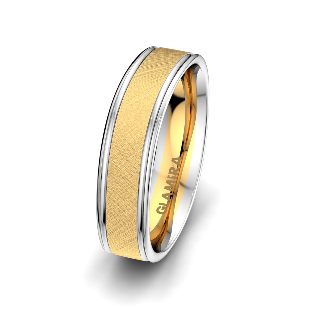 Anillo Boda Hombre Pure Hands 6 mm 9k Oro Amarillo & Blanco