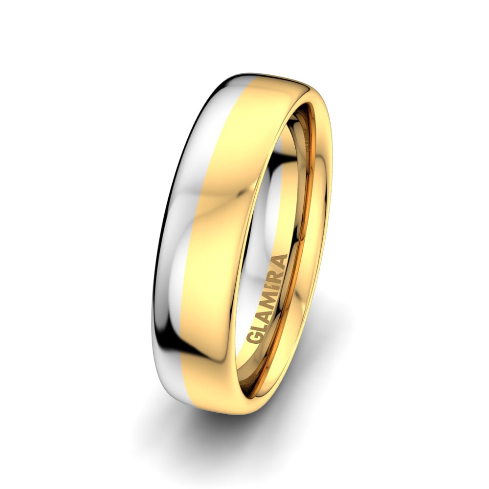 Anillo Boda Hombre Bright Glory 6 mm 14k Oro Amarillo & Blanco