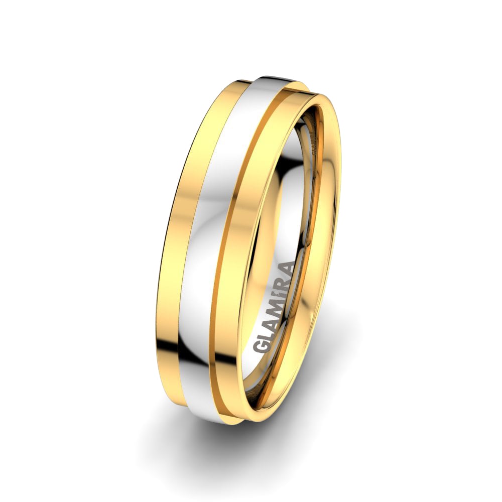 Anillo Boda Hombre White Innocence 6 mm 18k Oro Amarillo & Blanco