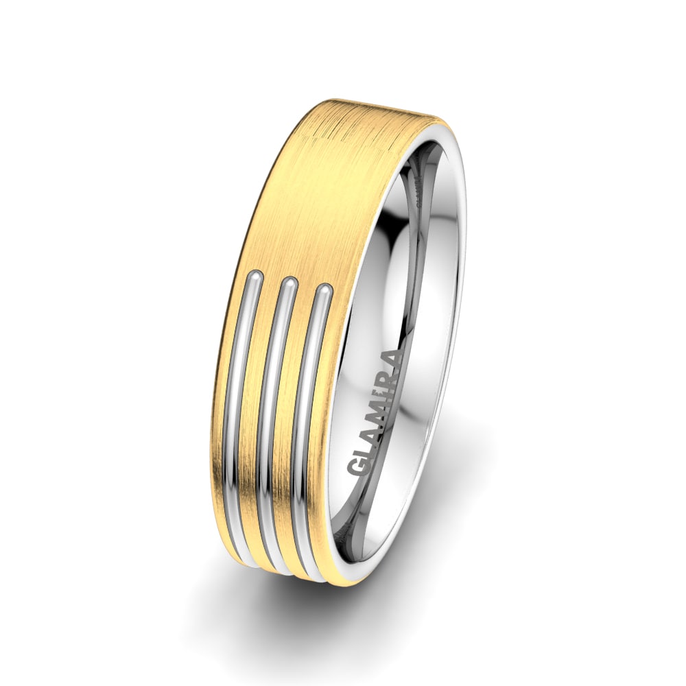 Or Jaune & Blanc 14k Alliance pour homme White Lily 6 mm
