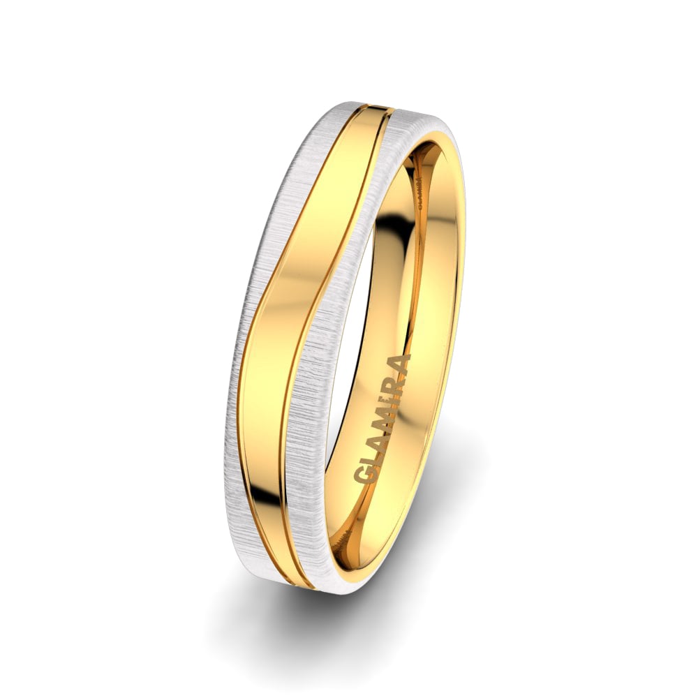 Anillo Boda Hombre Unique Minded 5 mm 14k Oro Amarillo & Blanco