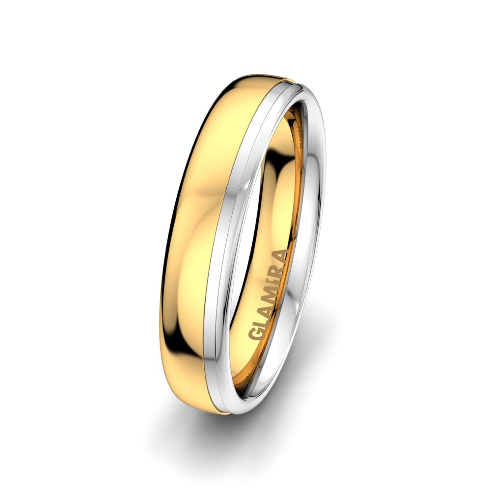 18k Yellow & White Gold Men's Wedding Ring Unique Feeling 5 mm