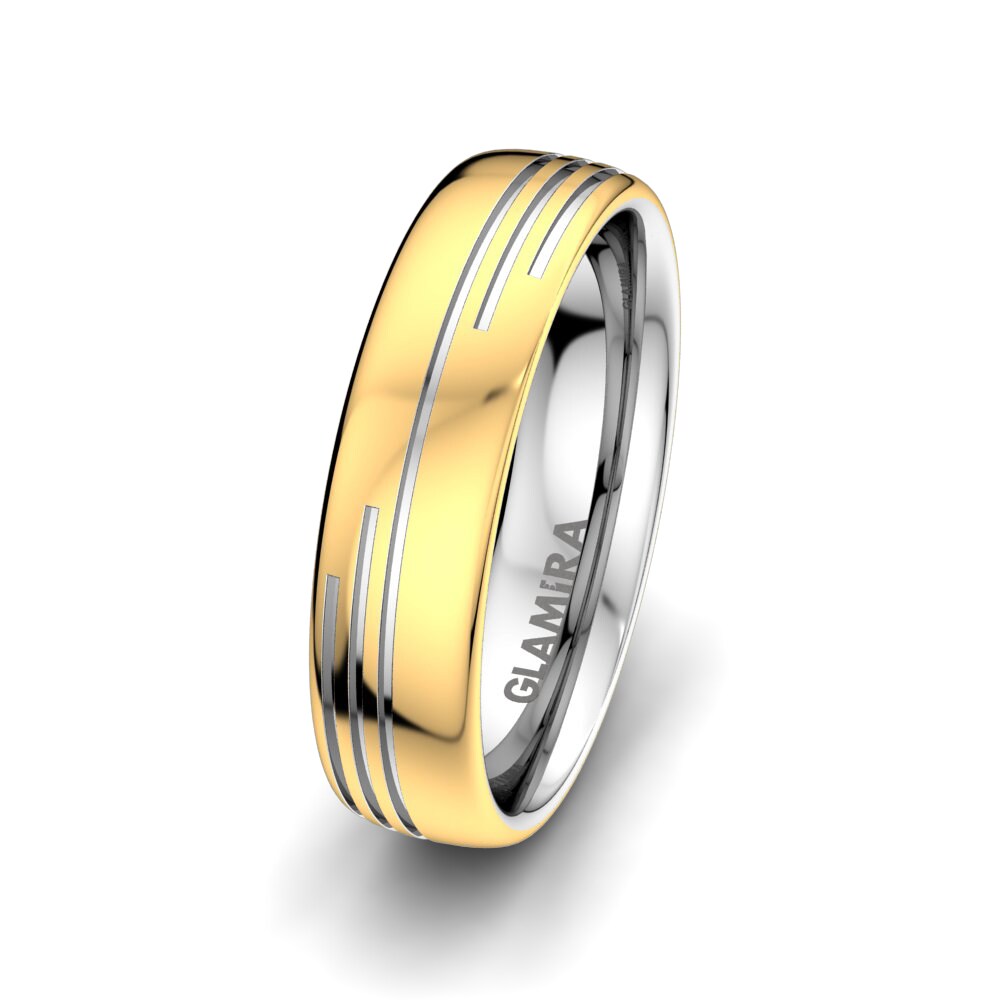 Anillo Boda Hombre Unique Joy 6 mm 14k Oro Amarillo/Blanco