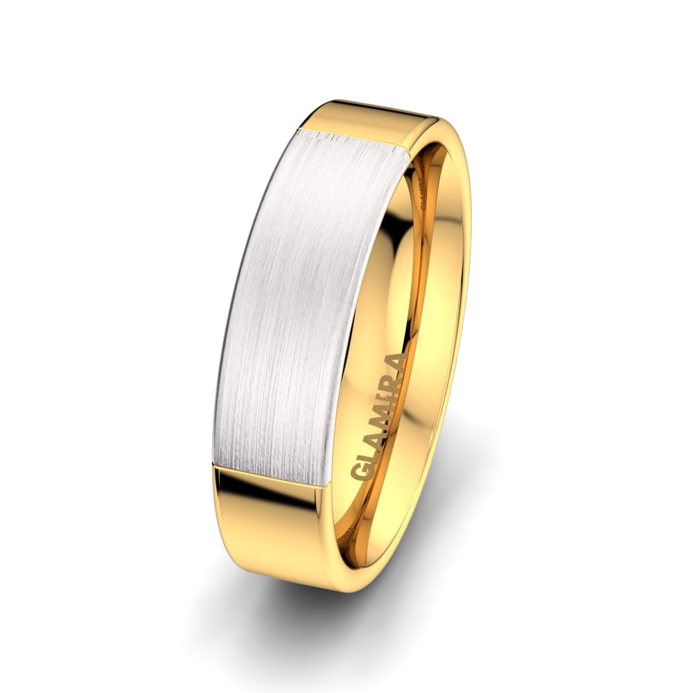 18ct Yellow / White Gold Men's Wedding Ring Romantic Promise 6 mm