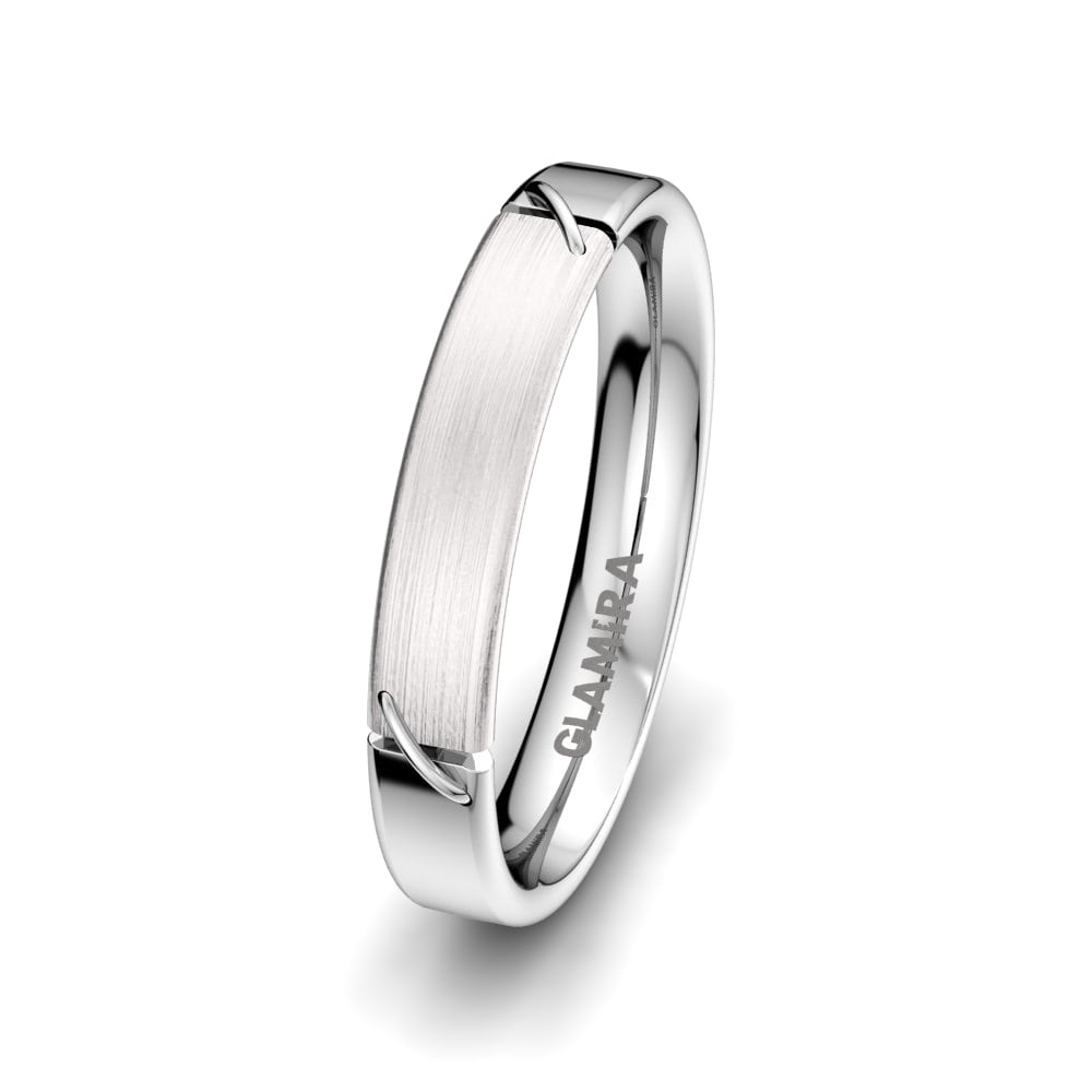 White Silver Men's Wedding Ring Romantic Kiss 4 mm