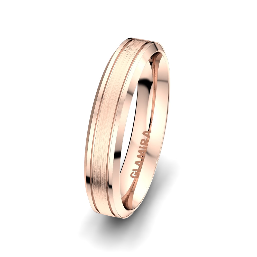Ouro Rosa 14K Anel Casamento Masculino Pure Embrace 5 mm