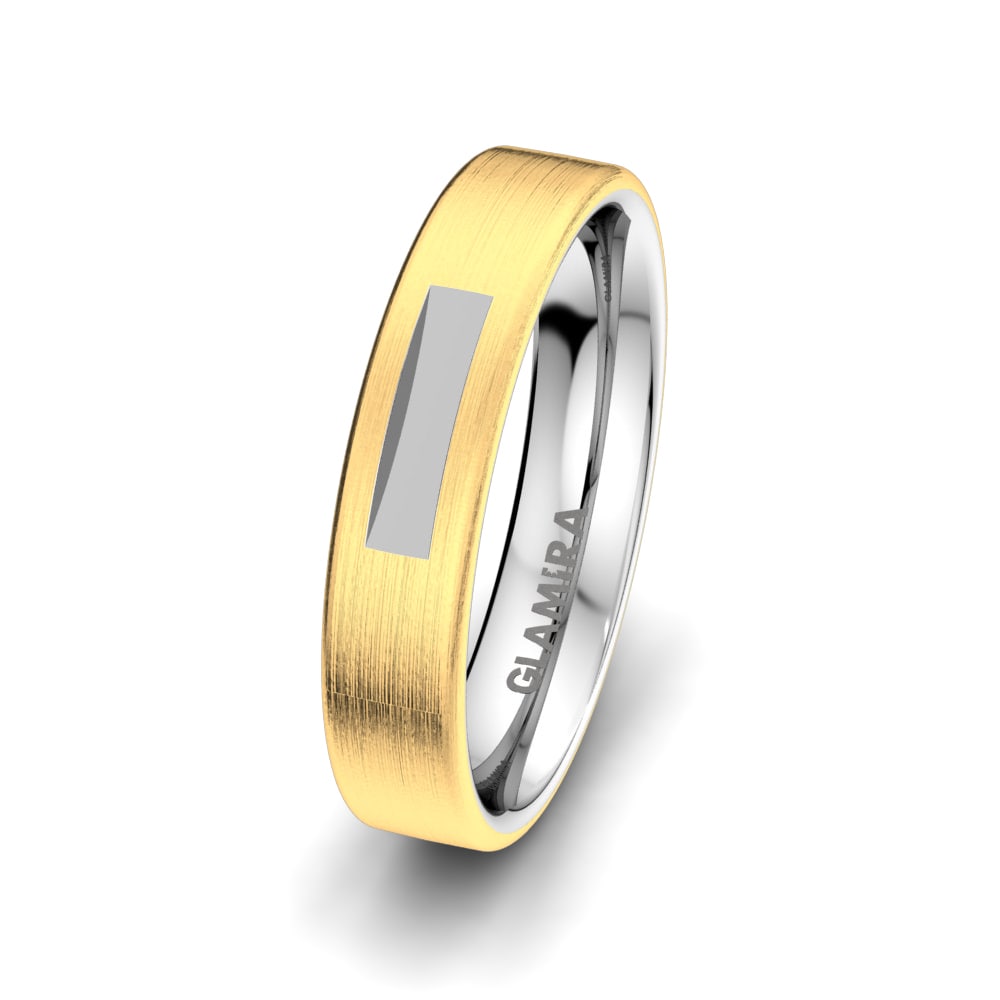 18ct Yellow / White Gold Men's Wedding Ring Charming Filirt 5 mm