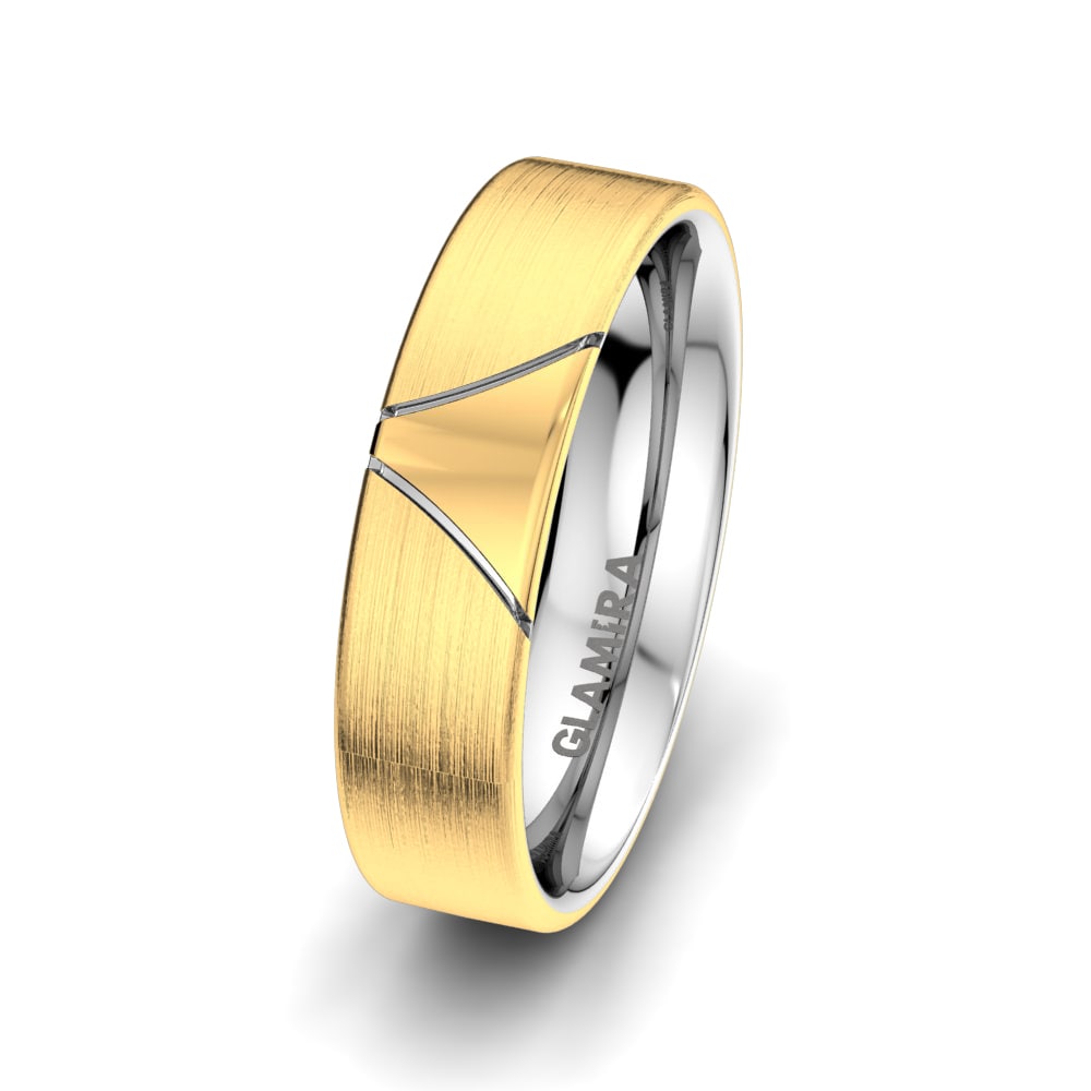 18ct Yellow / White Gold Men's Wedding Ring Charming Kiss 6 mm
