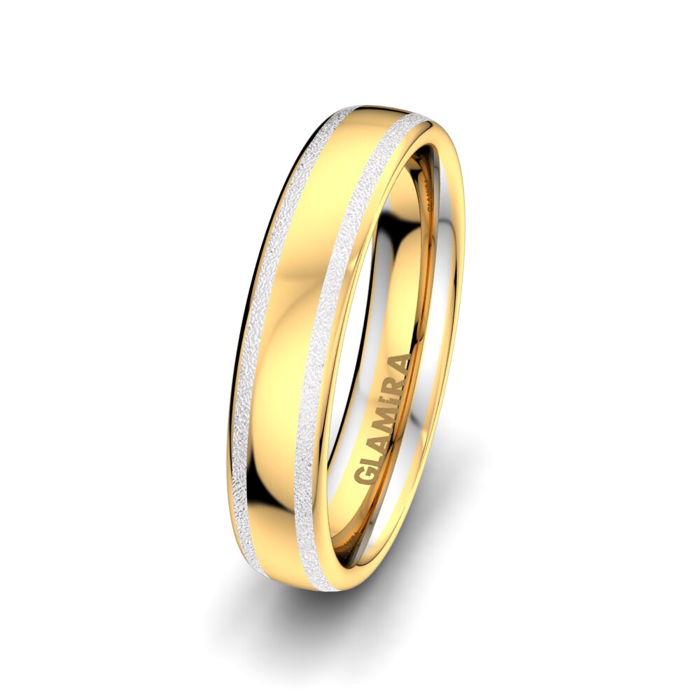 Amarelo & Branco-14K Anel Casamento Masculino Amazing Grace 5mm