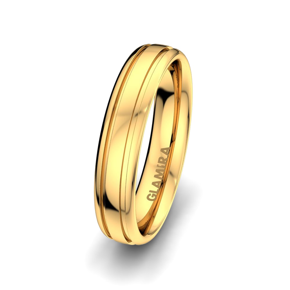 14k Yellow Gold Men's Wedding Ring White Snowflake 5mm