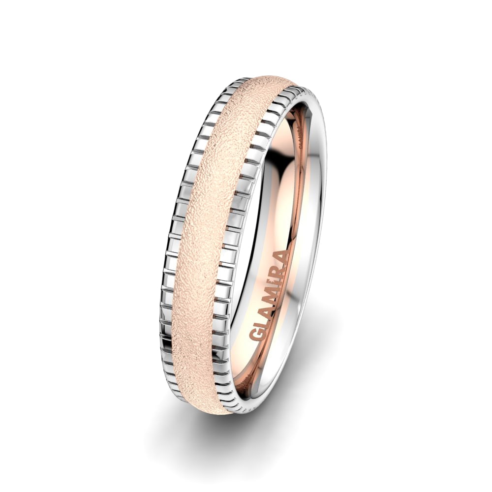 18k Rose & White Gold Men's Wedding Ring Bright Jewel 5 mm