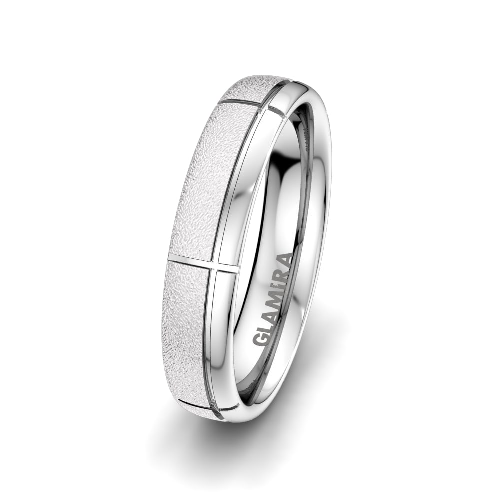 18k White Gold Men's Wedding Ring Noble Rose 5 mm