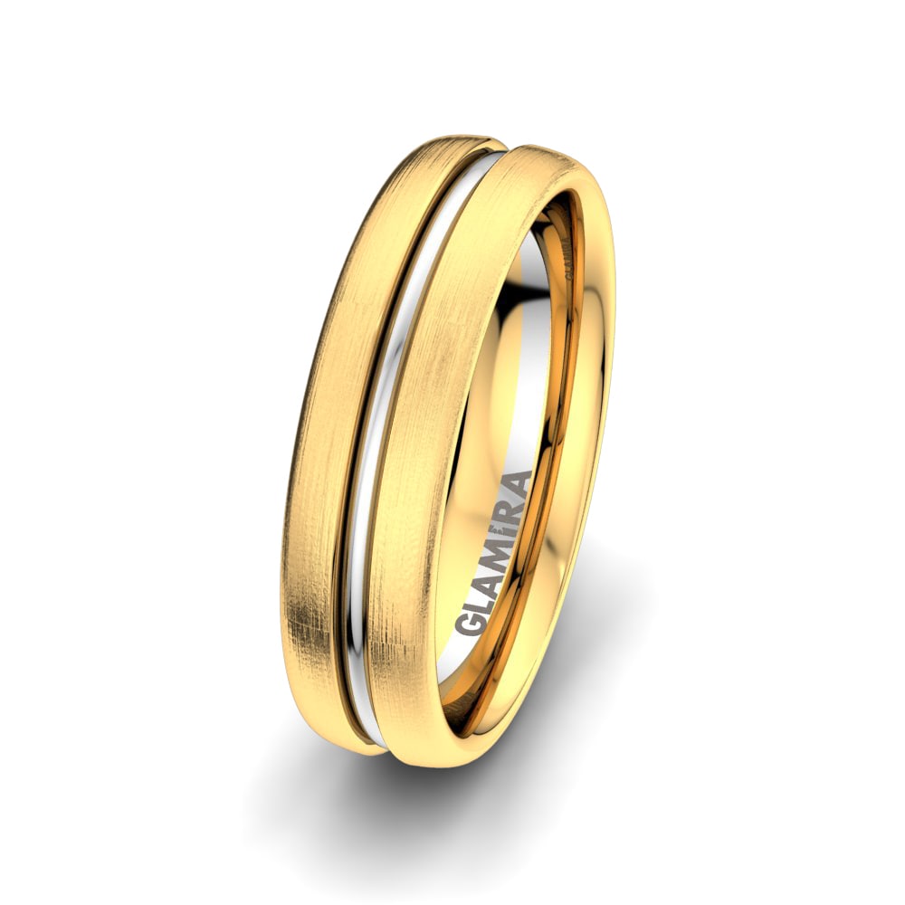 Amarelo & Branco-18K Anel Casamento Masculino White Ease 6 mm