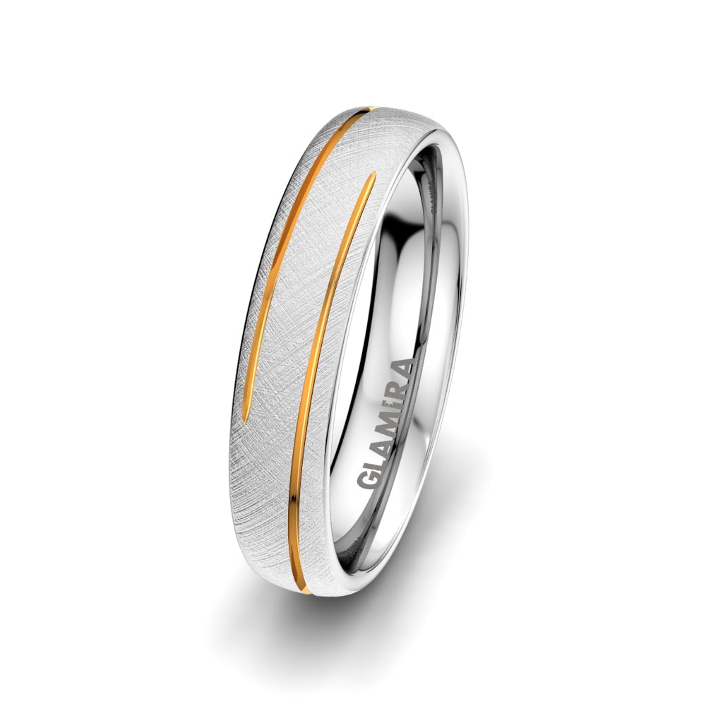 9k White & Yellow Gold Men's Wedding Ring Natural Flow 5mm