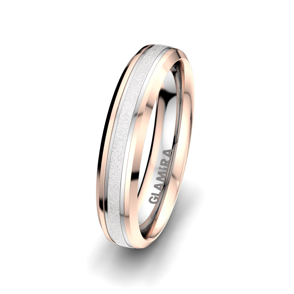 9K White & Rose Gold Men's Ring Pure Nice 5mm