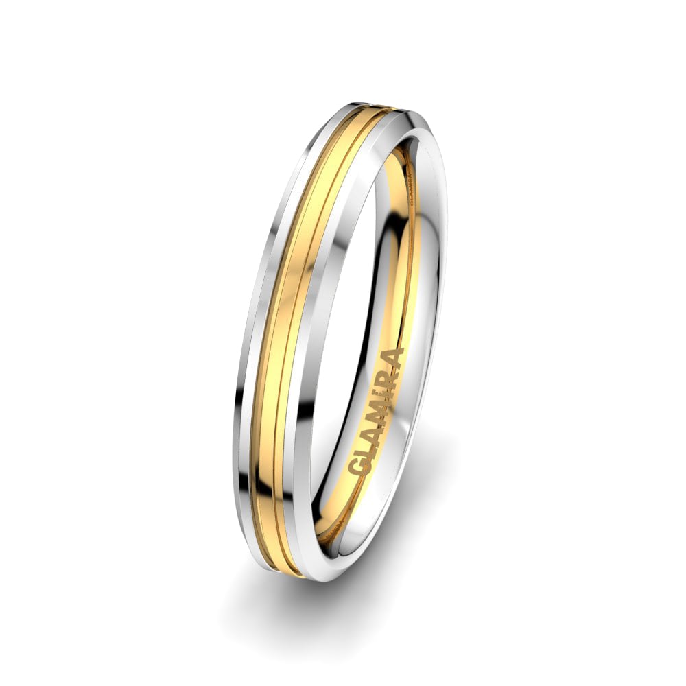 18k Yellow & White Gold Men's Wedding Ring Pure Nice